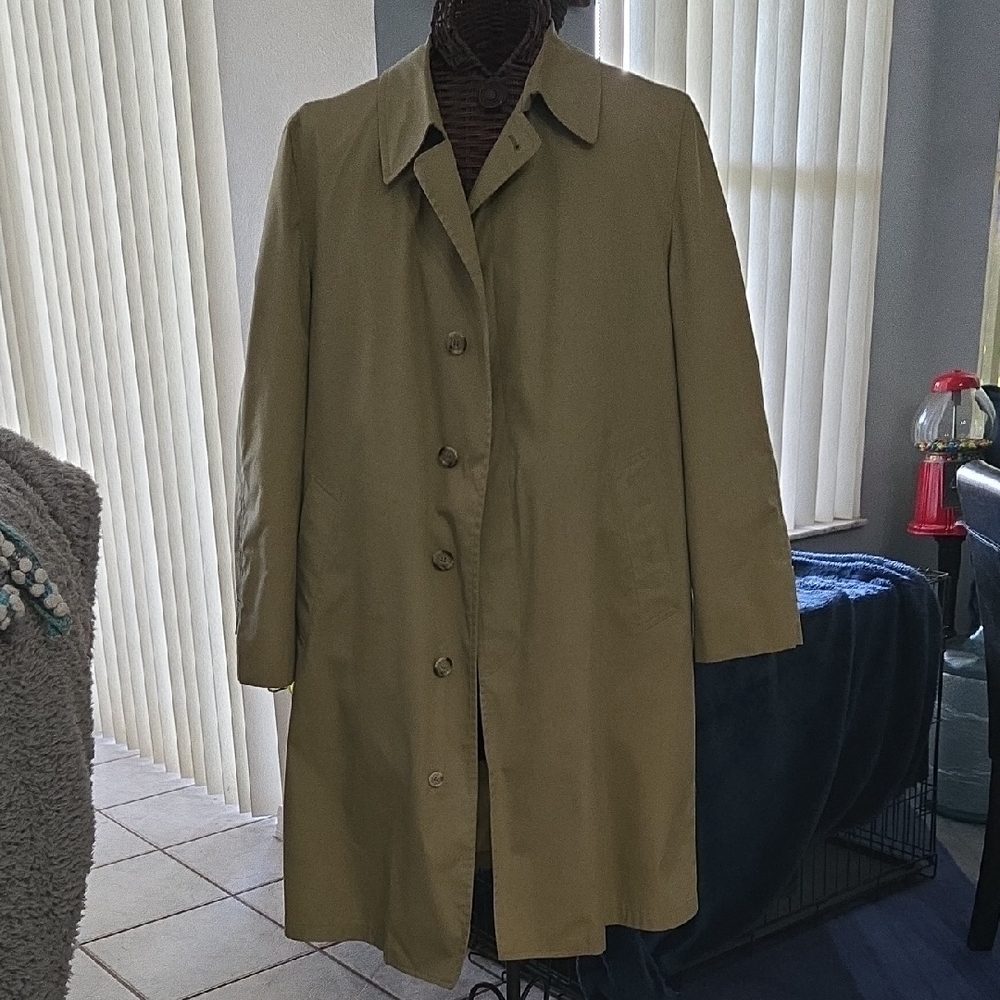 Men's London Fog Tan Trench Coat Classic Collar Relaxed Fit-42 Long